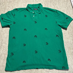 Chaps Men's XL green polo with embroidered navy blue fish!